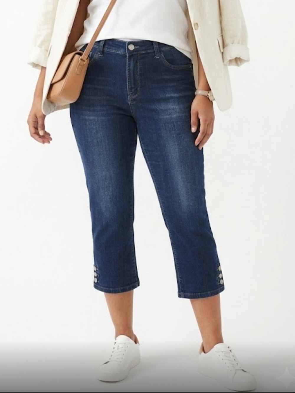 Lee Women's Dark Indigo Capri Skinny Jeans with Button Hem